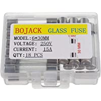 BOJACK 6x30 mm 15 A 250 V 0.24x1.18 pulgadas F15AL250V 15 amp 250 voltios Fusibles de vidrio de soplado rápido (paquete…